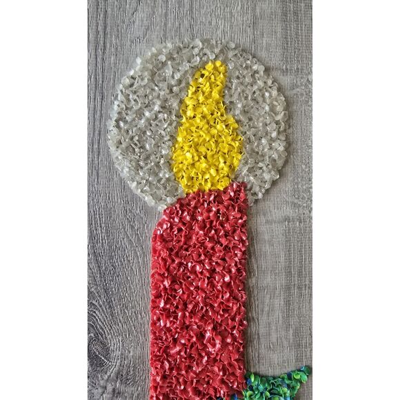 Vintage Mid Century Melted Plastic Popcorn Christmas Candle Pair 23" - Picture 5 of 10